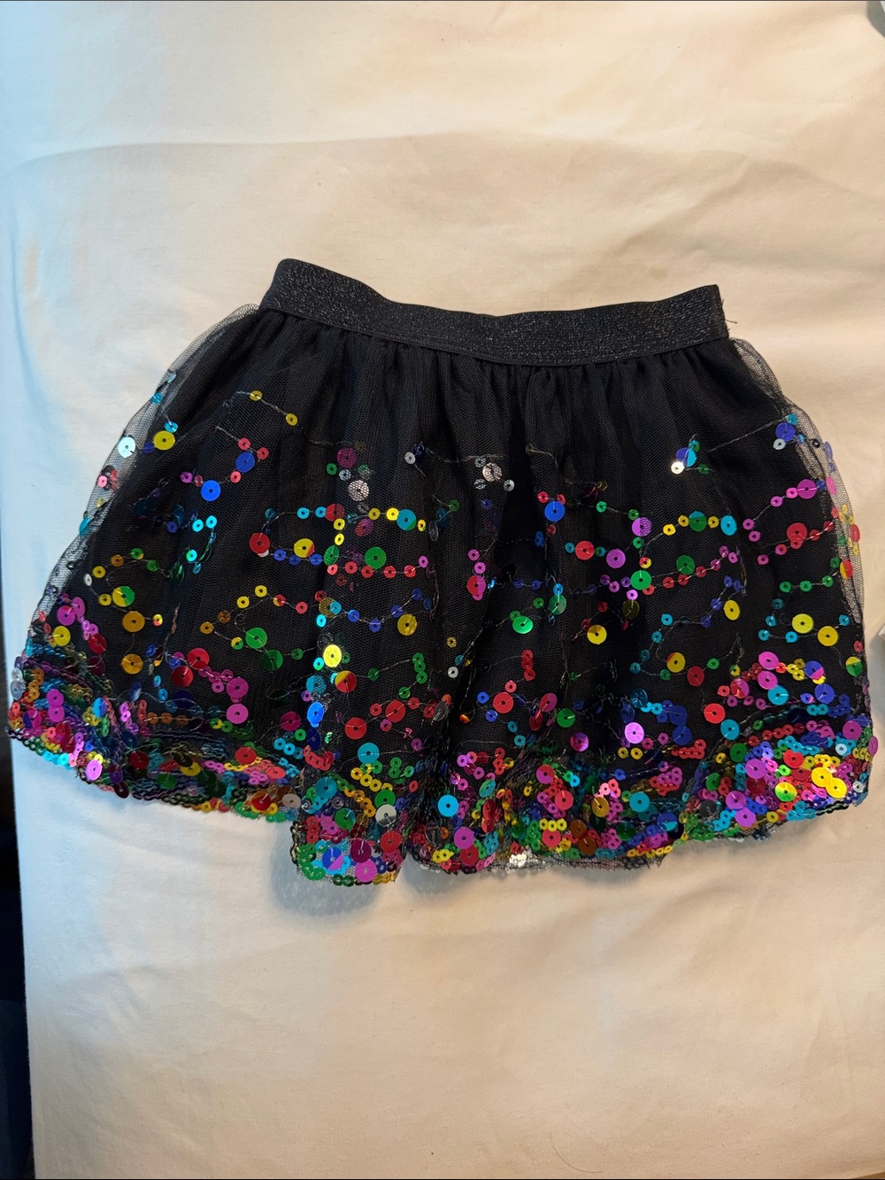 Wink Black Tulle Skirt with Rainbow Sequins